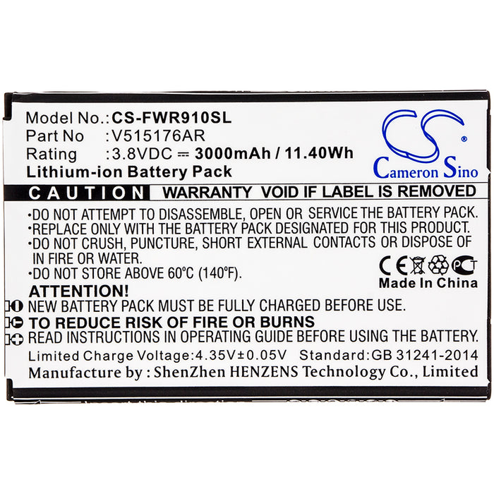 CS-FWR910SL : Battery for Franklin Wireless R910 - Replaces Franklin Wireless V515176AR