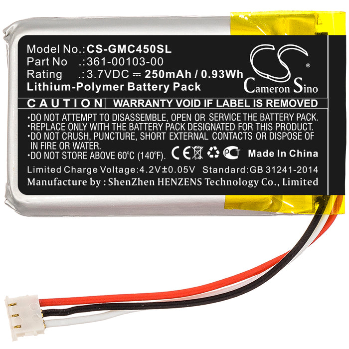 CS-GMC450SL : Battery for Garmin DashCam 45, Dash Cam 45, Dash Cam 56 and others - Replaces Garmin 361-00103-00