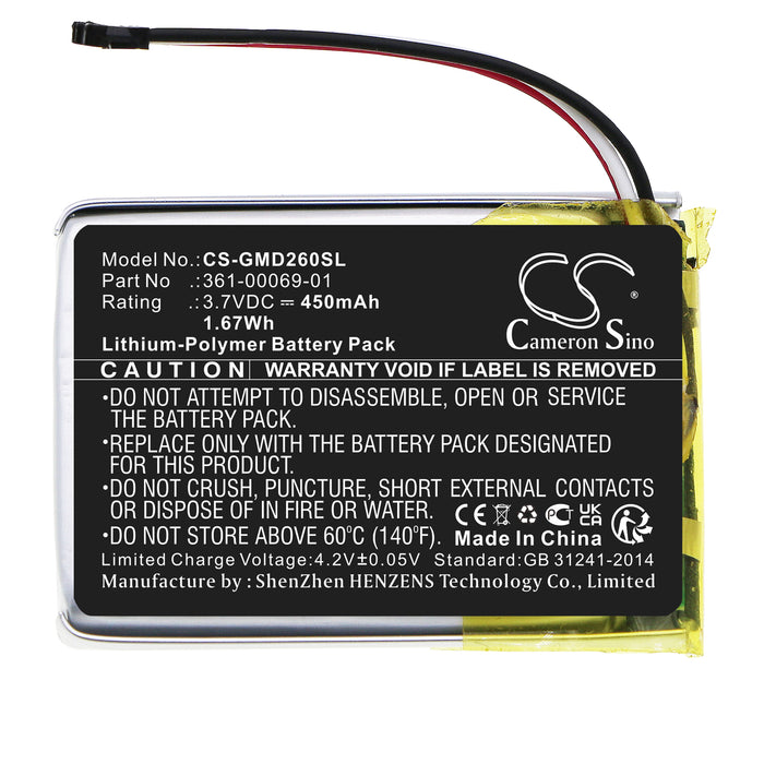 CS-GMD260SL : Battery for Garmin Delta SE Dog Training Collar Receiver, 010-02608-10, O2ADNH02 and others - Replaces Garmin 361-00069-01, 010-11925-00