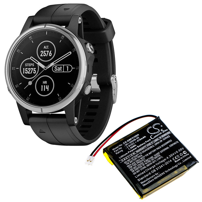 CS-GMF510SH : Battery for Garmin Fenix 5X, Fenix 5X Running, Fenix 5X Plus - Replaces Garmin 361-00098-00