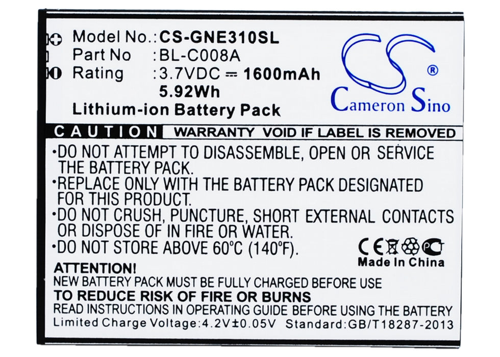 CS-GNE310SL : Battery for GIONEE E3, E3T - Replaces GIONEE BL-C008A