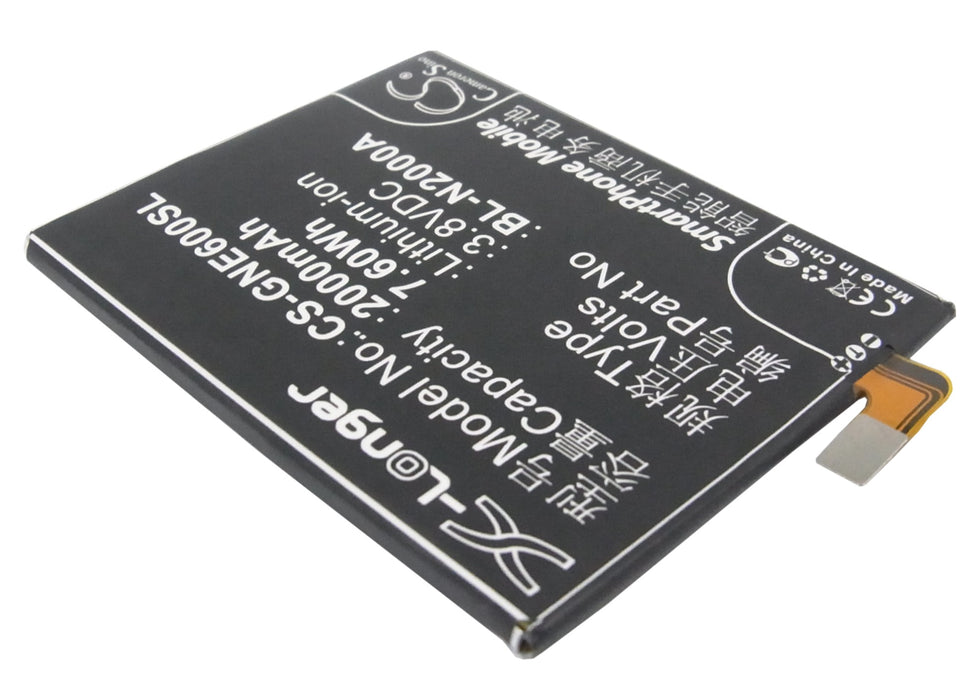 CS-GNE600SL : Battery for GIONEE E6, E6t - Replaces GIONEE BL-N2000A