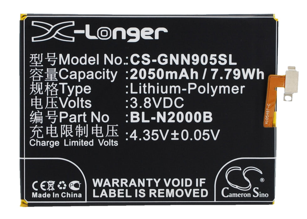 CS-GNN905SL : Battery for GIONEE ELIFE S5.1, GN9005 - Replaces GIONEE BL-N2000B