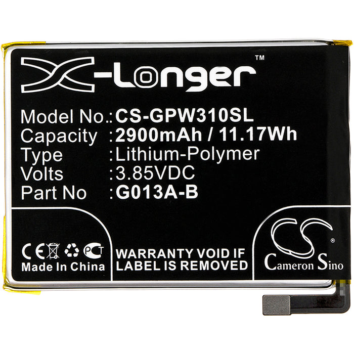 CS-GPW310SL : Battery for Google Pixel 3, G013B, G013A - Replaces Google G013A-B, 823-00073-01