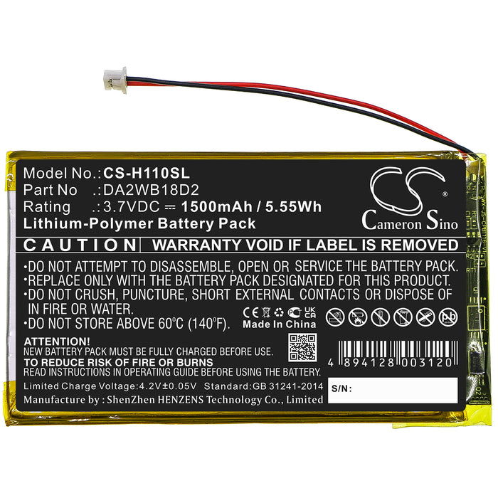 CS-H110SL : Battery for iRiver H110, H120, H140 and others - Replaces iRiver DA2WB18D2