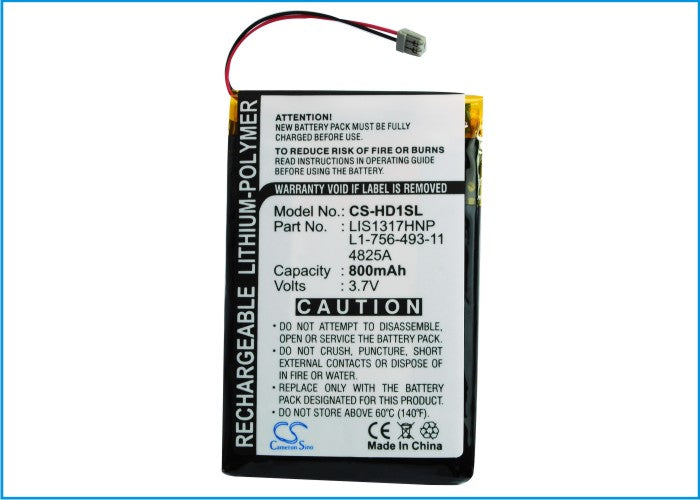 CS-HD1SL : Battery for Sony NW-HD1 MP3 Player - Replaces Sony PMPSYHD1