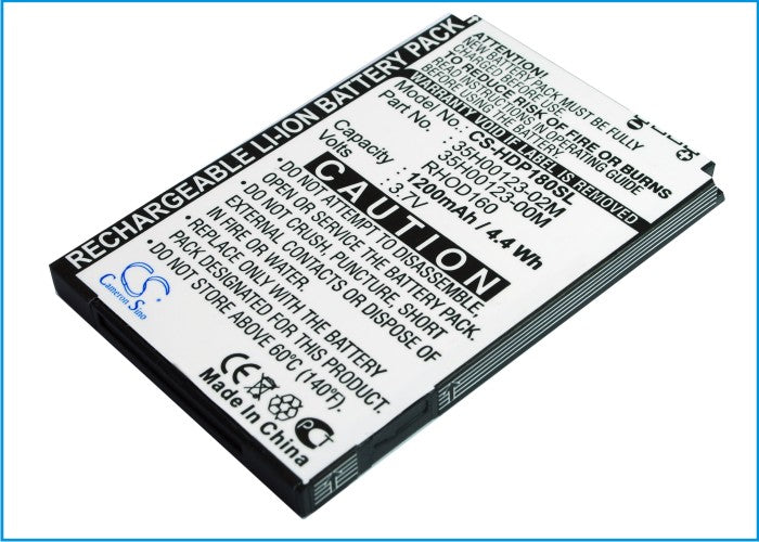 CS-HDP180SL : Battery for T-Mobile Touch Pro 2, MDA Vario V, Wing II and others - Replaces T-Mobile 35H00123-22M, 35H00123-03M, BA S420 and others