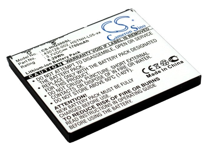 CS-HIQ300SL : Battery for HP iPAQ 300, iPAQ 310, iPAQ 312 and others - Replaces HP HSTNH-S12B, HSTNH-F15C, 430128-002 and others