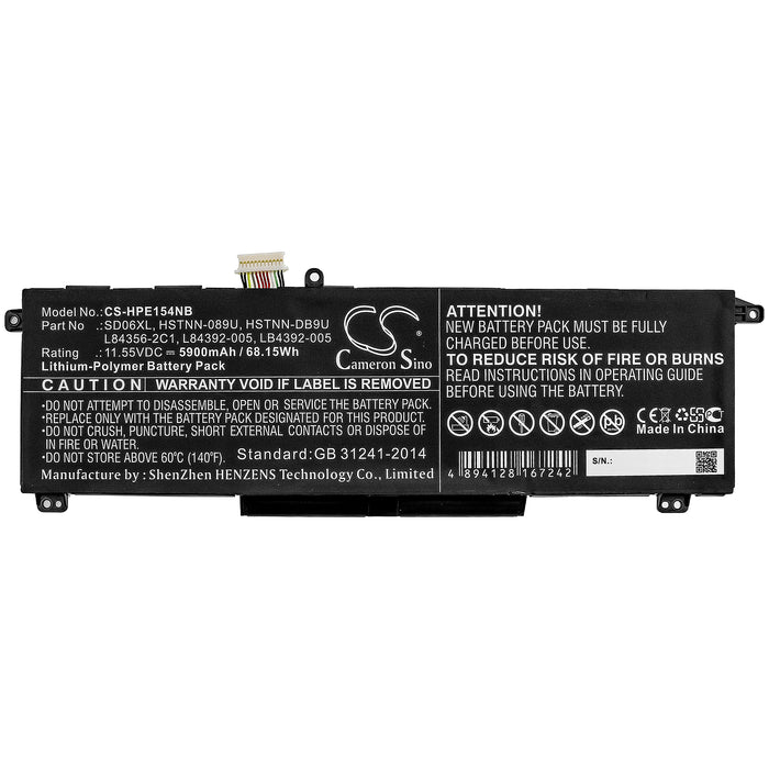 CS-HPE154NB : Battery for HP Omen 15-EK0004TX, Omen 15-EK0011TX, Omen 15-EK0058TX and others - Replaces HP SD06XL, HSTNN-089U, HSTNN-DB9U and others