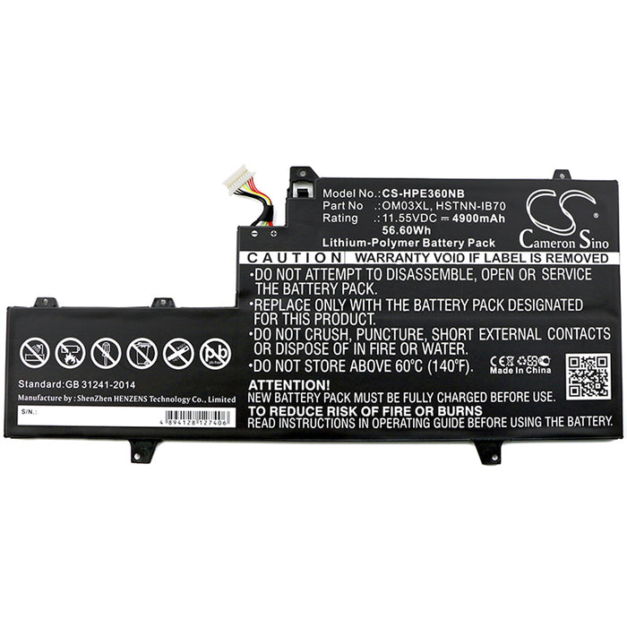 CS-HPE360NB : Battery for HP EliteBook x360 1030 G2, 1GY29PA, 1GY30PA and others - Replaces HP OM03XL, HSTNN-IB70, 863167-171 and others