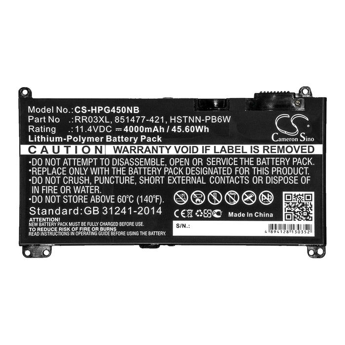 CS-HPG450NB : Battery for HP ProBook 430 G4, ProBook 440 G4, ProBook 450 G4 and others - Replaces HP RR03XL, 851477-421, 851477-541 and others