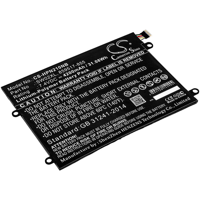 CS-HPN210NB : Battery for HP Notebook x2, 10-P018WM, x2 210 G2(L5H44EA) and others - Replaces HP SW02XL, 859517-855, HSTNN-IB7N and others