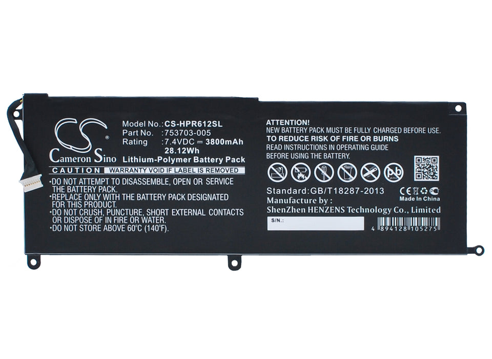 CS-HPR612SL : Battery for HP Pro x2 612 G1, Pro Tablet x2 612 G1(F1P93EA), Pro Tablet x2 612 G1(K4K76UT) and others - Replaces HP 753703-005, 753329-1C1, KK04XL and others