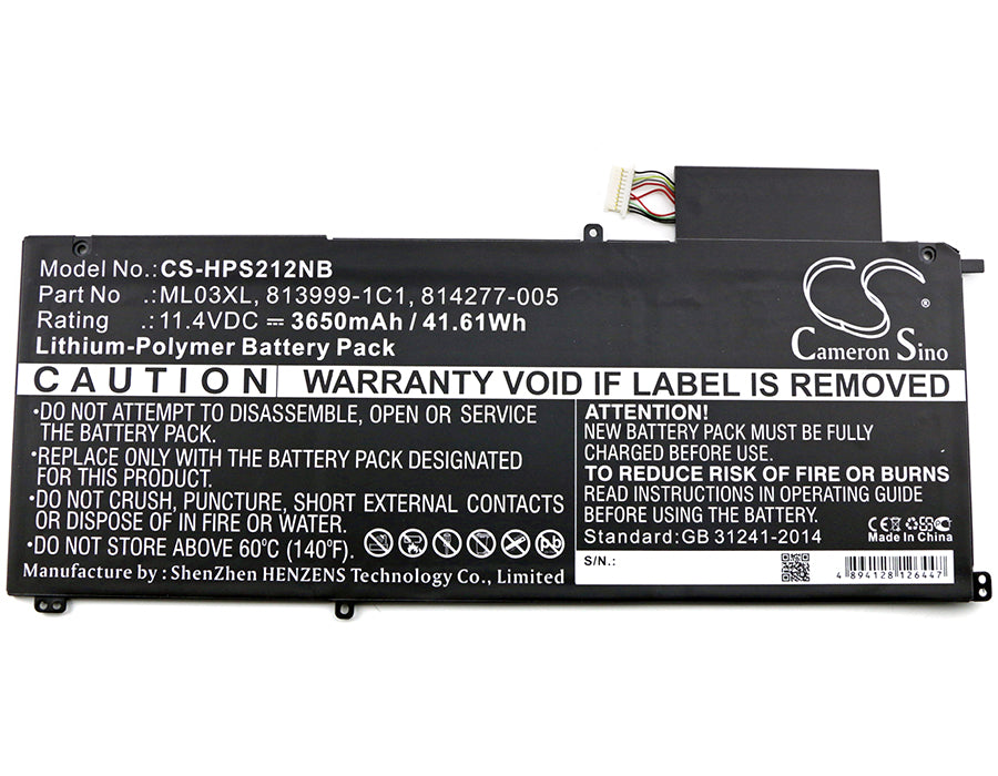 CS-HPS212NB : Battery for HP Spectre X2 12", Spectre X2 12-A001DX, Spectre x2 Detachable PC and others - Replaces HP ML03XL, 814277-005, 813999-1C1 and others