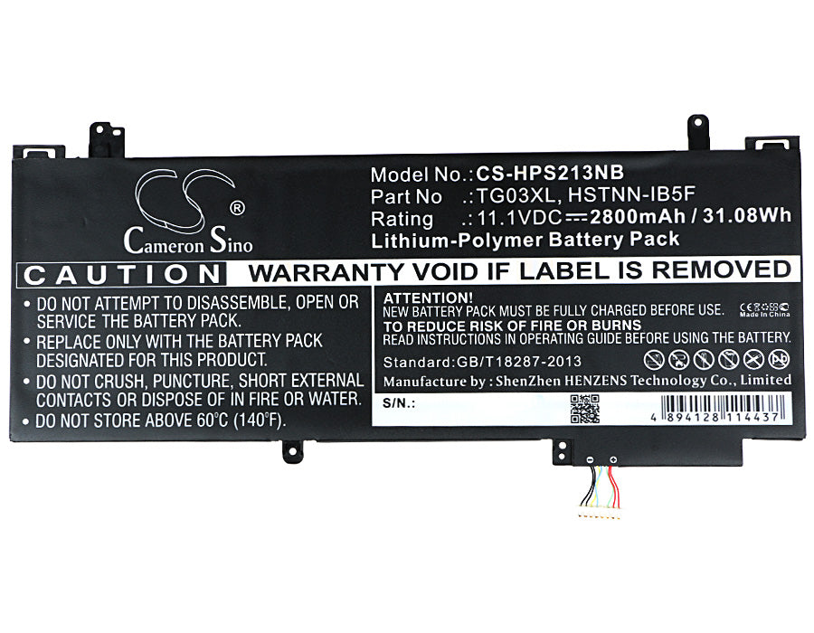 CS-HPS213NB : Battery for HP Split X2 13-F, Split X2 13-F010DX - Replaces HP TG03XL, HSTNN-IB5F, HSTNN-DB5F and others