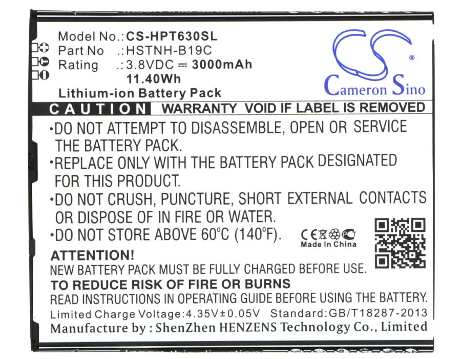 CS-HPT630SL : Battery for HP Slate6 VoiceTab, Slate 6 VoiceTab II Dual SIM, 6301RA and others - Replaces HP HSTNH-B19C, HSTNH-B19C-S, 751655-001