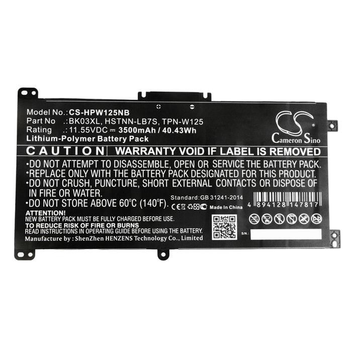 CS-HPW125NB : Battery for HP Pavilion X360 14-BA013NL, Pavilion X360 14-BA102NX, Pavilion x360 14-ba015ng and others - Replaces HP BK03XL, HSTNN-LB7S, TPN-W125 and others