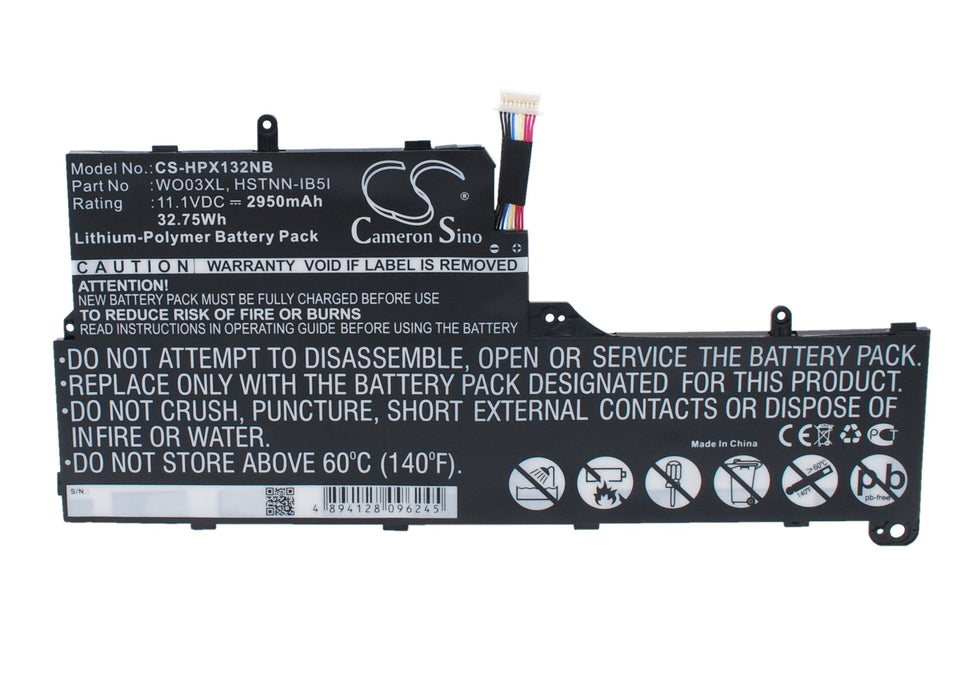 CS-HPX132NB : Battery for HP Split 13, Split 13-M010DX, Split 13 x 2 and others - Replaces HP WO03XL, HSTNN-IB5I, 725496-1B1 and others