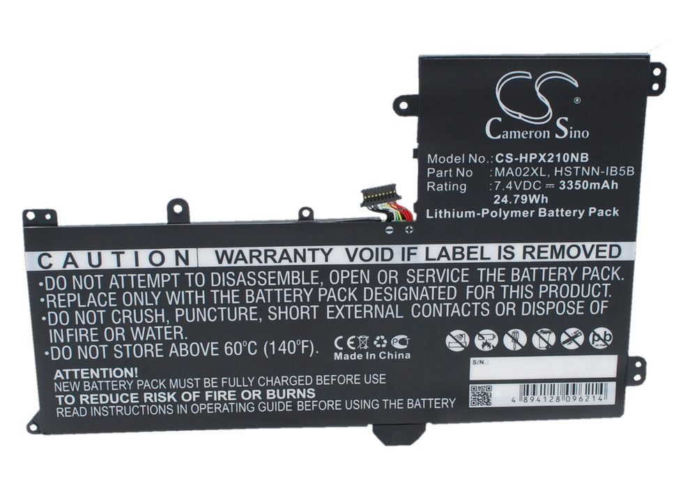 CS-HPX210NB : Battery for HP SlateBook 101, SlateBook 101" X2 10-10-h010NR, TPN-Q127 and others - Replaces HP MA02XL, HSTNN-IB5B, 722231-001 and others