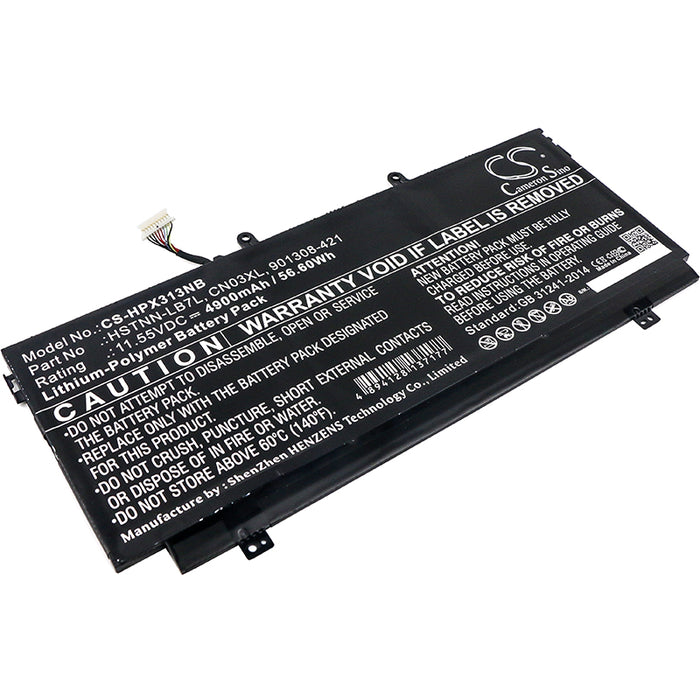 CS-HPX313NB : Battery for HP Spectre X360 13-AB001, Spectre X360 13-AB099, Spectre X360 13T-AB000 and others - Replaces HP CN03XL, HSTNN-LB7L, 901308-421 and others