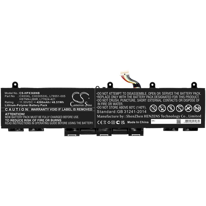 CS-HPX368NB : Battery for HP EliteBook X360 830 G7, EliteBook 855 G7, EliteBook X360 830 G8 - Replaces HP CX03XL, CX03053XL, HSTNN-LB8R and others