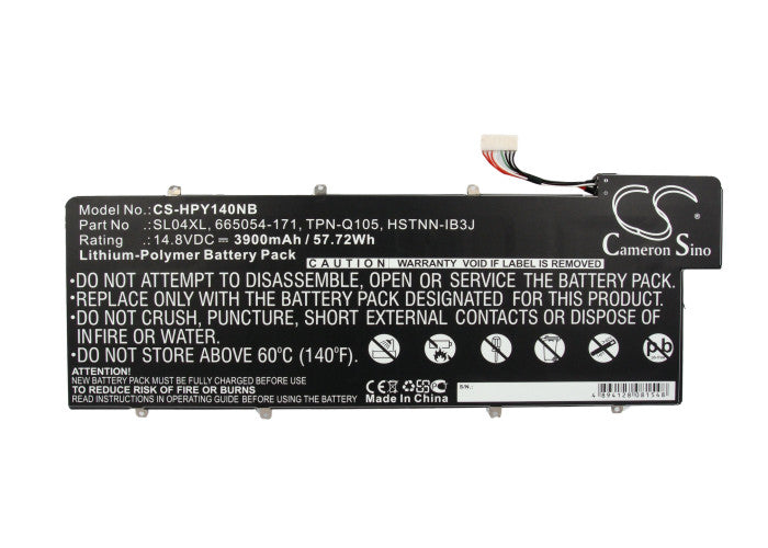 CS-HPY140NB : Battery for HP ENVY 14-3001TU, ENVY 14-3002TU, ENVY 14-3003TU and others - Replaces HP SL04XL, 665054-171, TPN-Q105 and others