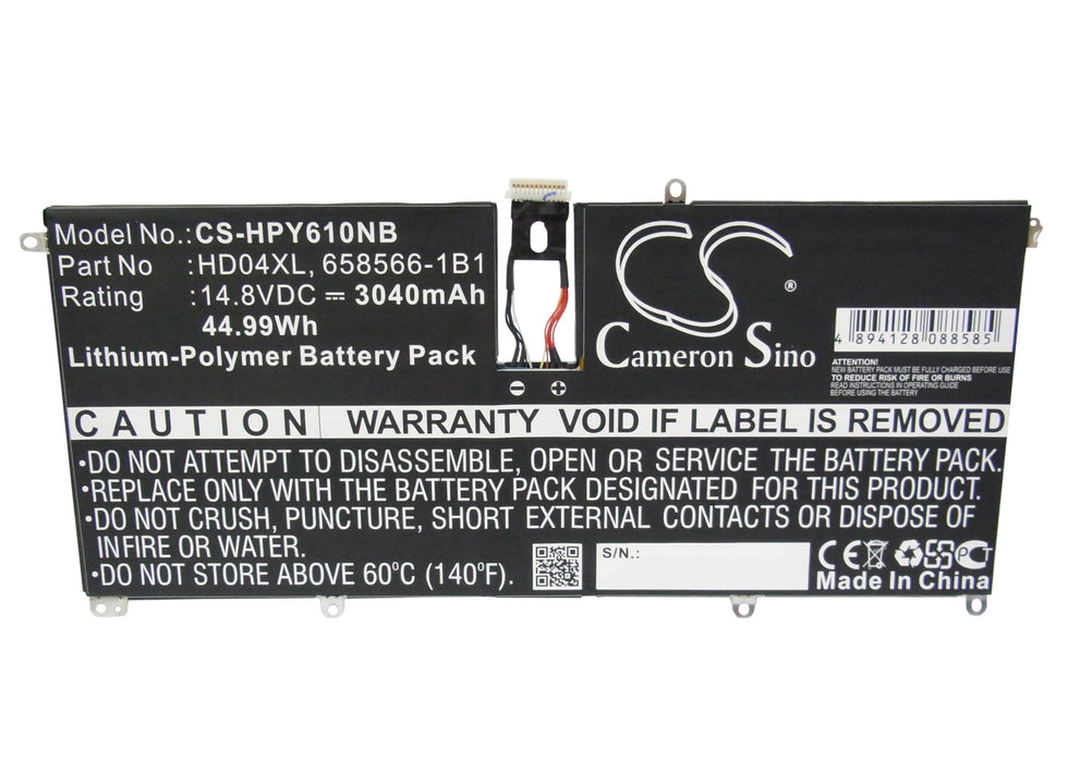 CS-HPY610NB : Battery for HP Envy 6-1000, Envy Spectre XT 13-2021, Envy Spectre TU XT 13-2000eg and others - Replaces HP HD04XL, 685866-1B1, 685989-001 and others