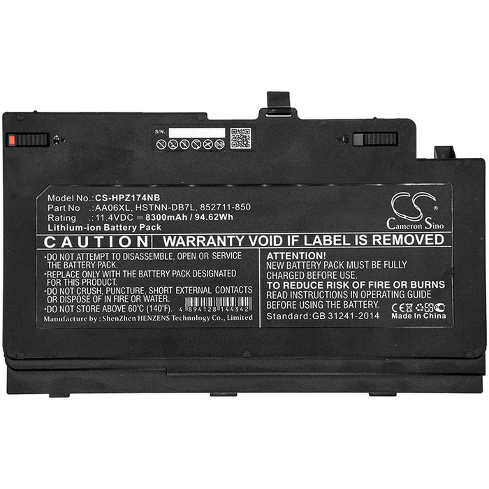 CS-HPZ174NB : Battery for HP ZBook 17 G4, ZBook 17 G4 Mobile Workstation, ZBook 17 G4-2ZC18ES and others - Replaces HP AA06XL, 852711-850, 852527-221 and others