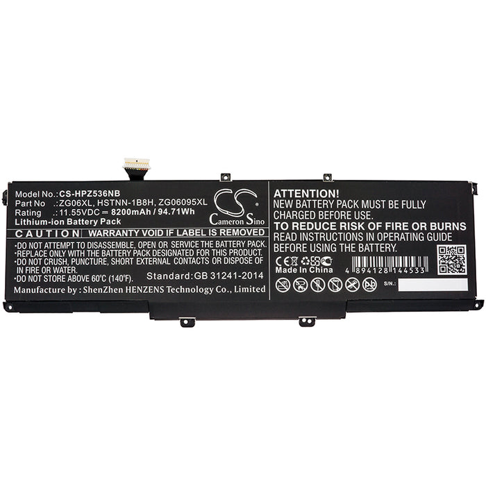 CS-HPZ536NB : Battery for HP ZBook Studio G5, ZBook Studio G5 2ZC52EA, ZBook Studio x360 G5 and others - Replaces HP ZG06XL, HSTNN-1B8H, L07045-855 and others