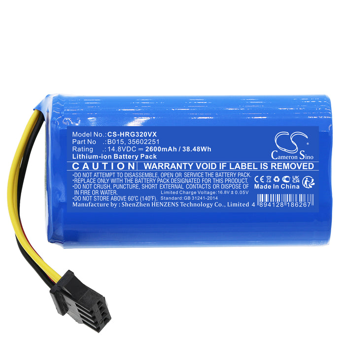 CS-HRG320VX : Battery for Hoover HGO31, HGO32, HGO33 and others - Replaces Hoover B015, 35602251, HGO0314BAT