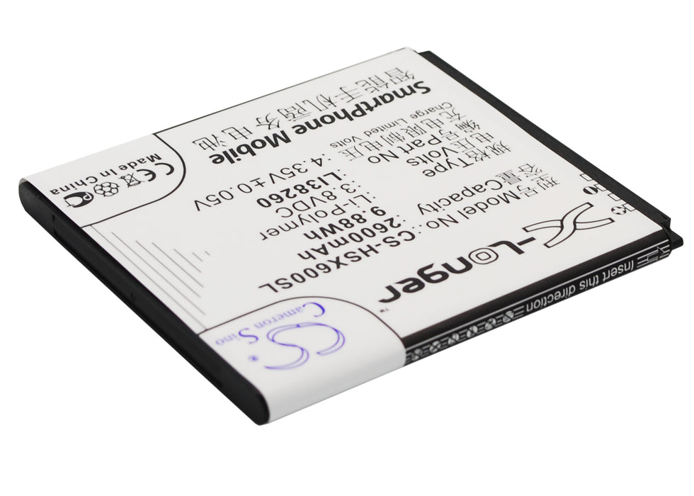 CS-HSX600SL : Battery for Hisense HS-X6, HS-X6C, HS-X6T and others - Replaces Hisense LI38260