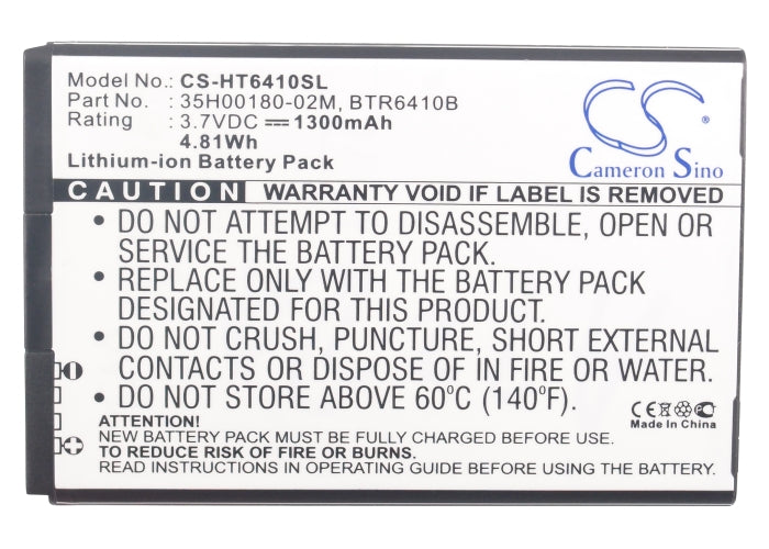 CS-HT6410SL : Battery for HTC ADR6410, ADR6410L, ADR6410LVW and others - Replaces HTC 35H00180-02M, BTR6410B, 35H00184-01M and others