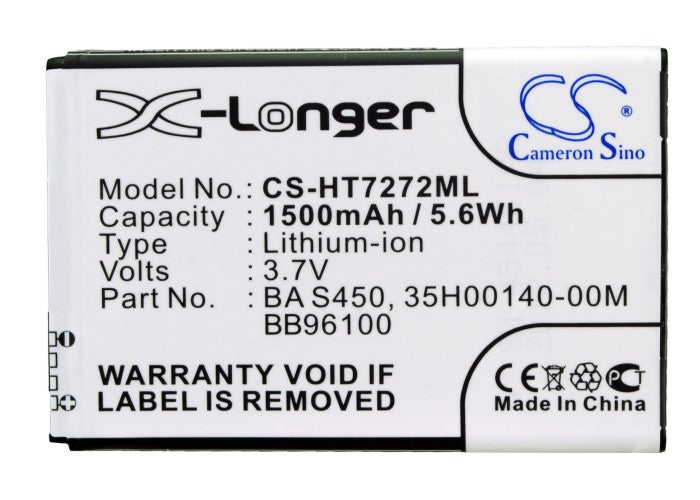 CS-HT7272ML : Battery for T-Mobile G2 - Replaces T-Mobile BA S450, 35H00140-00M, 35H00140-01M