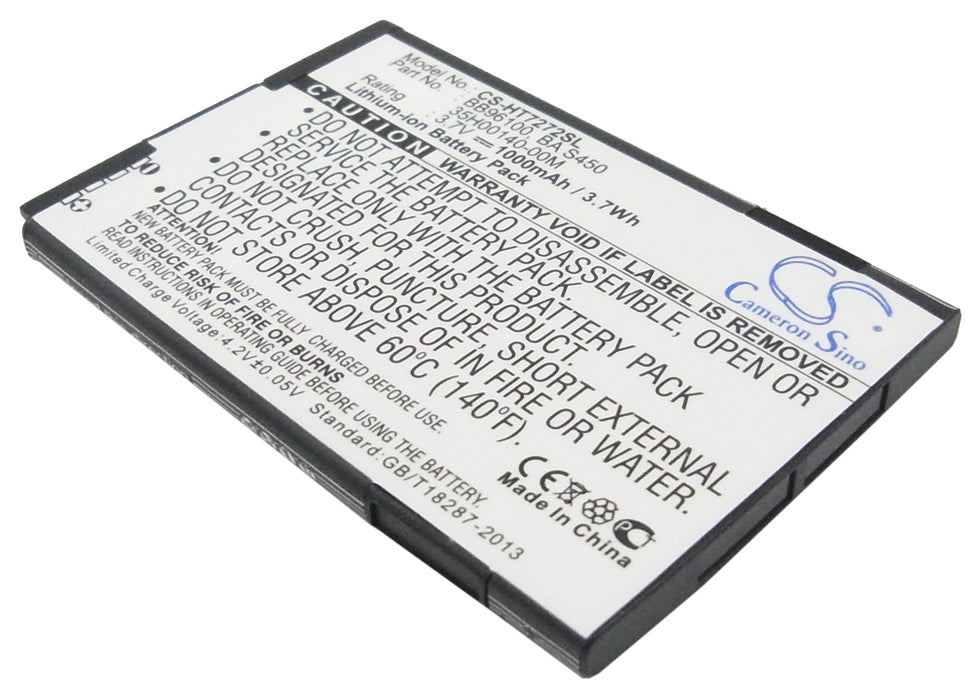 CS-HT7272SL : Battery for T-Mobile G2 - Replaces T-Mobile BA S450, 35H00140-00M, 35H00140-01M