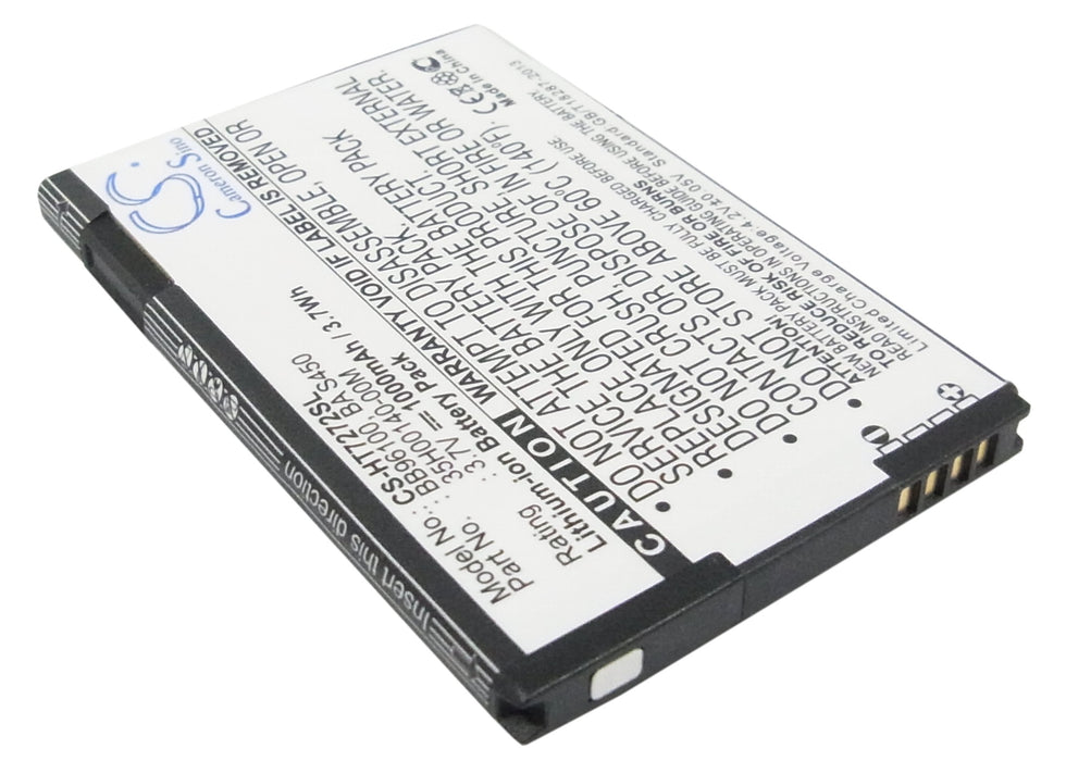 CS-HT7272SL : Battery for T-Mobile G2 - Replaces T-Mobile BA S450, 35H00140-00M, 35H00140-01M