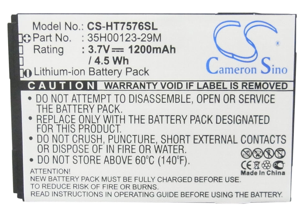 CS-HT7576SL : Battery for HTC 7 Pro, T7576 - Replaces HTC 35H00123-29M, BA S550