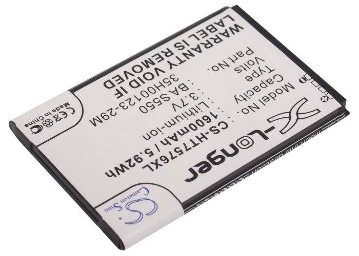 CS-HT7576XL : Battery for HTC 7 Pro, T7576 - Replaces HTC 35H00123-29M, BA S550