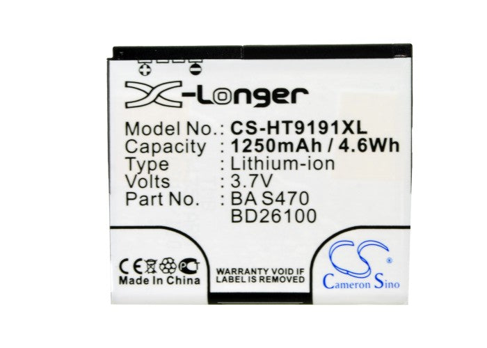 CS-HT9191XL : Battery for T-Mobile myTouch HD, PD98120 - Replaces T-Mobile BD26100, 35H00141-03M, BA S470 and others