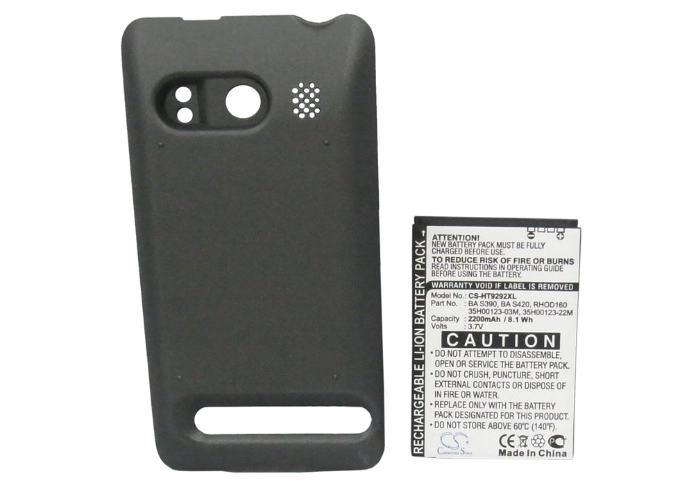 CS-HT9292XL : Battery for HTC EVO 4G, A9292, Supersonic - Replaces HTC BA S390, BA S420, RHOD160 and others