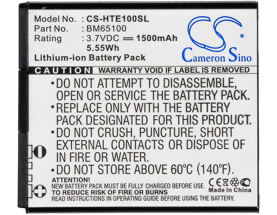 CS-HTE100SL : Battery for HTC e1, 603e, CSN and others - Replaces HTC BM65100, 35H00215-00M, 35H00213-00M and others