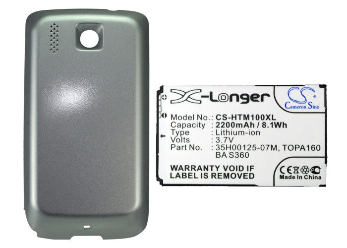 CS-HTM100XL : Battery for HTC Touch2, T3333, Mega 100 - Replaces HTC TOPA160, 35H00125-07M, BA S360