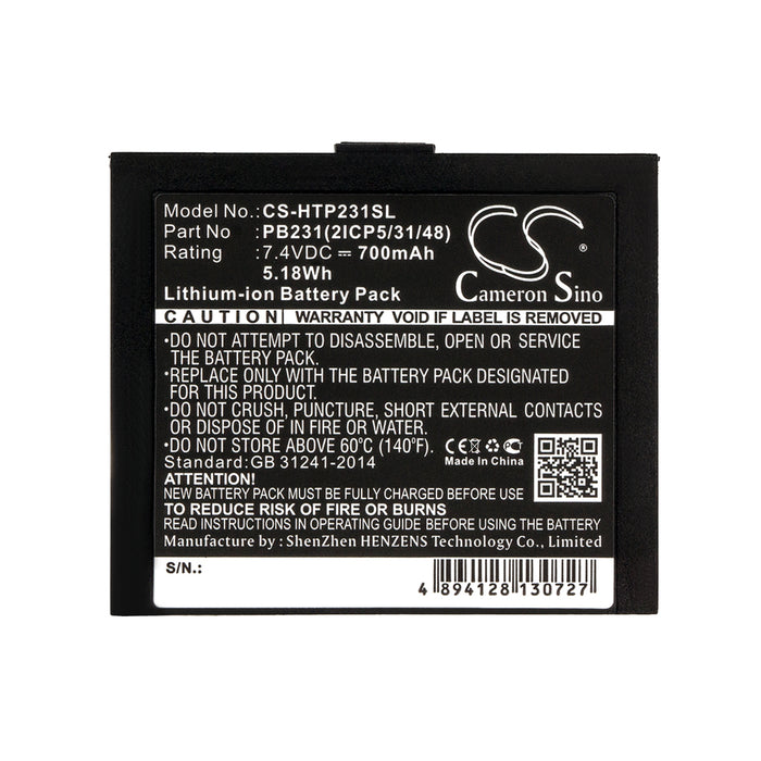 CS-HTP231SL : Battery for HiTi Pringo P231, Pringo P231 Photo Printer - Replaces HiTi PB231, PB231(2ICP5/31/48)