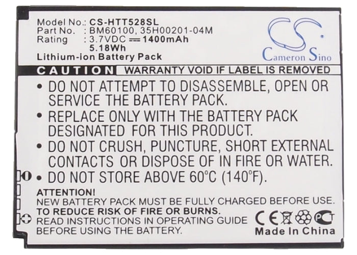 CS-HTT528SL : Battery for HTC One ST, One SU, One SC and others - Replaces HTC BM60100, 35H00201-04M, 35H00201-16M and others