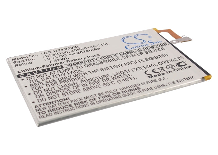 CS-HTX920XL : Battery for HTC J butterfly, HTL21, X920 and others - Replaces HTC BL83100, 35H00196-01M, 35H00196-04M and others