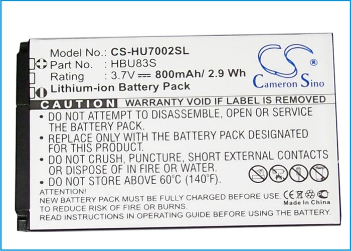 CS-HU7002SL : Battery for Huawei G7002, C288S, C2205 and others - Replaces Huawei HBC80S, HBC85S