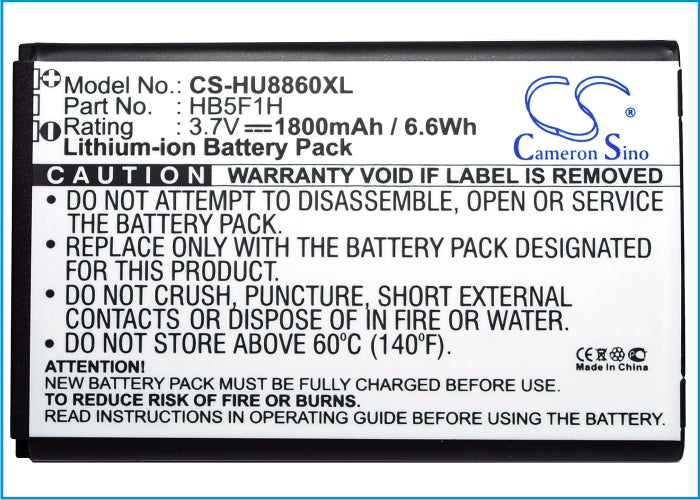 CS-HU8860XL : Battery for Huawei U8860, Honor, M886 and others - Replaces Huawei HB5F1H, HF5F1H