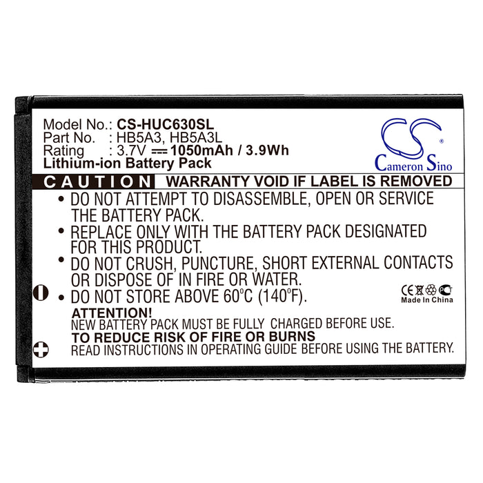 CS-HUC630SL : Battery for Huawei C6300 - Replaces Huawei HB5A3, HB5A3L