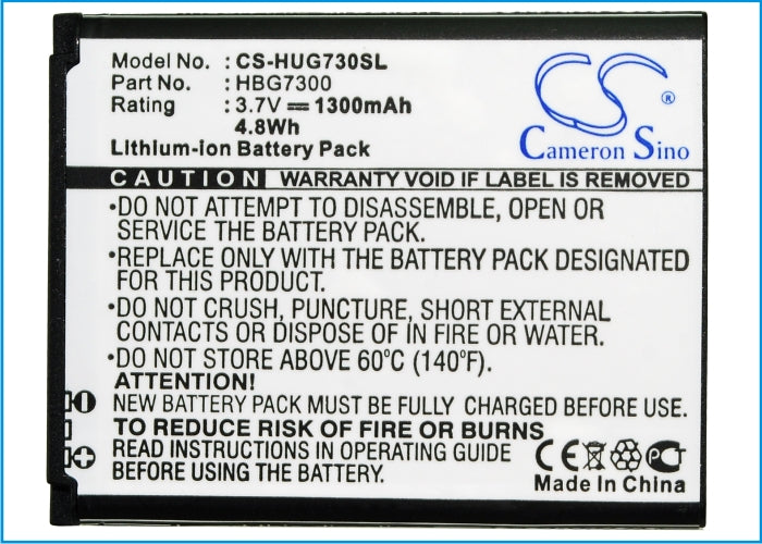 Hug Battery CS-HUG730SL : Battery for T-Mobile Energy - Replaces T-Mobile HBG7300 ...