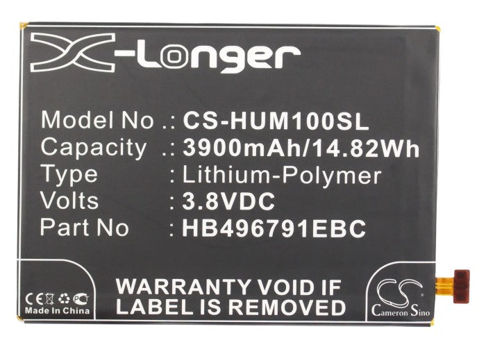 CS-HUM100SL : Battery for Huawei Ascend Mate, MT1-U0, MT1-U06 and others - Replaces Huawei HB496791EBC, HB496791EBW