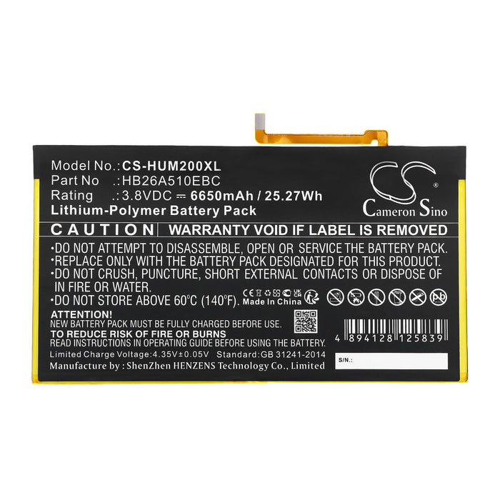 CS-HUM200XL : Battery for Huawei MediaPad M2 10.1, MediaPad M2 10.1 TD-LTE, MediaPad M2 10.1 Youth and others - Replaces Huawei HB26A510EBC